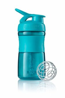 BlenderBottle &trade; SPORTMIXER Small Azuurblauw/Teal met oog - Eiwitshaker / Bidon  - 590 ml