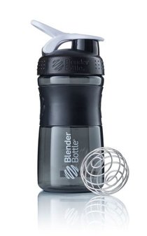 BlenderBottle &trade; SPORTMIXER Small Zwart/Wit met oog - Eiwitshaker / Bidon  - 590 ml