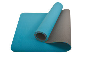 Schildkrot &trade; Fitness  - Yogamat - Afmetingen 180 cm x 61 cm x 4 mm - TPE- Blauw/Grijs