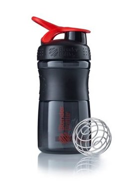 BlenderBottle ™ SPORTMIXER Small Zwart/Rood met oog - Eiwitshaker / Bidon  - 590 ml